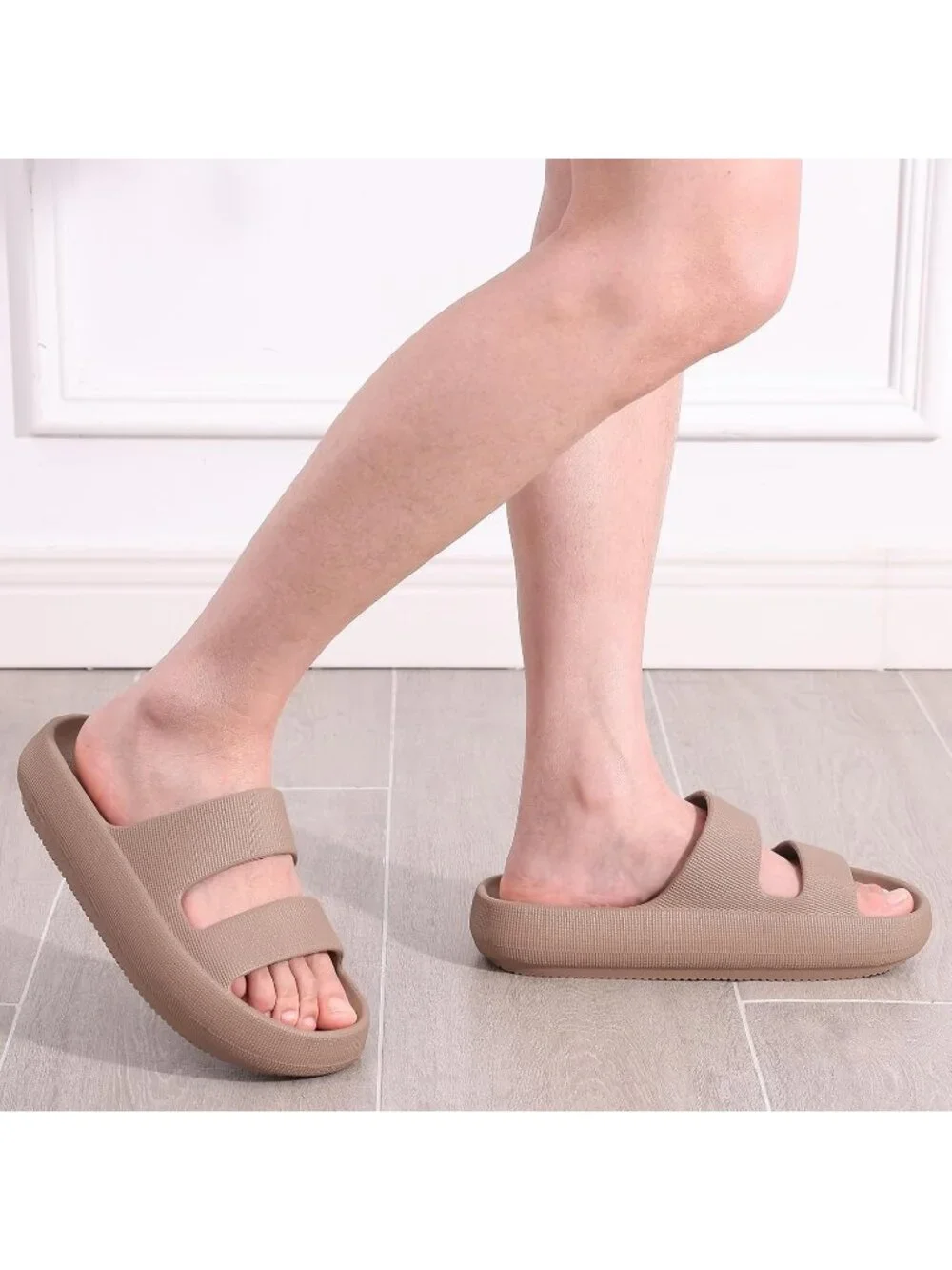 Women's Brown Summer Lightweight Orthopedic Slide Soft Recovery Slip on Sandals